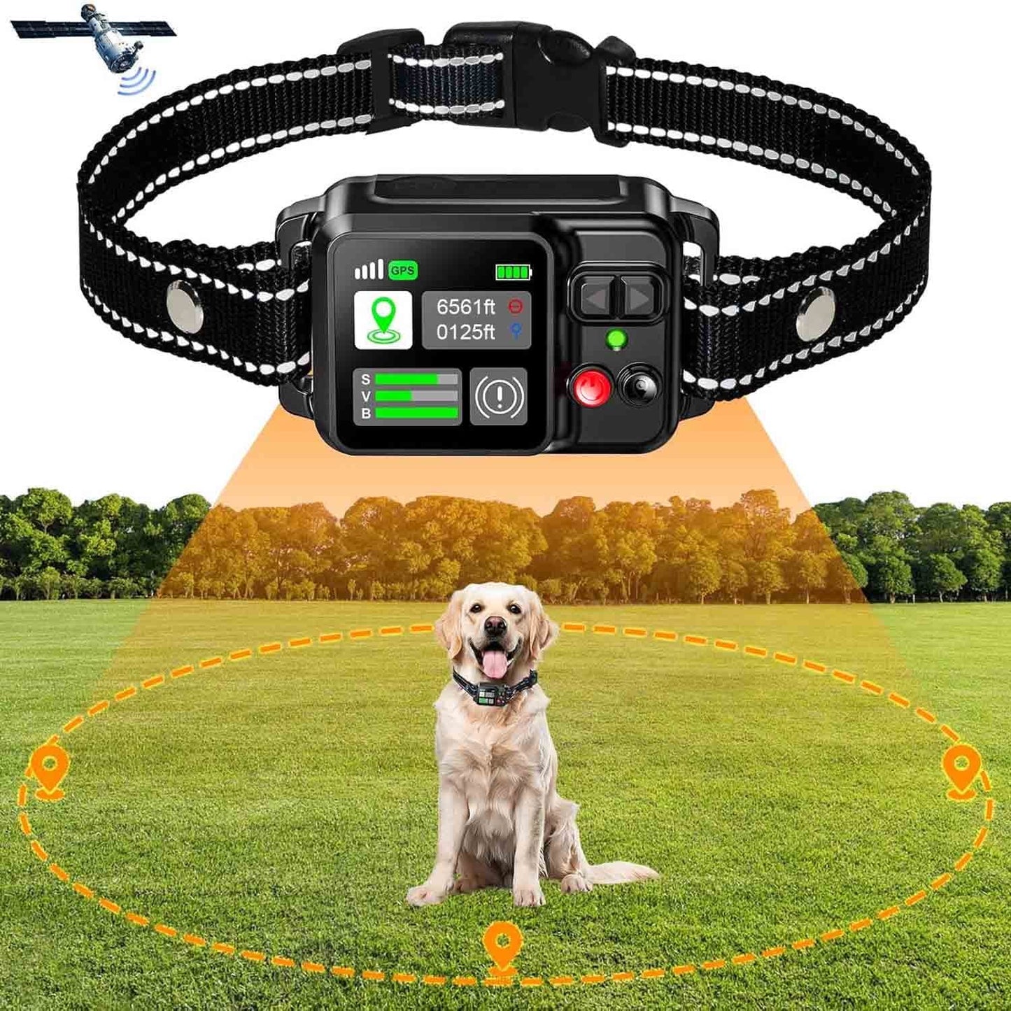 GPS Wireless Dog Fence System, Electric Dog Collar Fence with Satellite GPS, Waterproof & Rechargeable, 3 Training Modes, 15~2200 Yards Range for Outdoor Pet Containment
