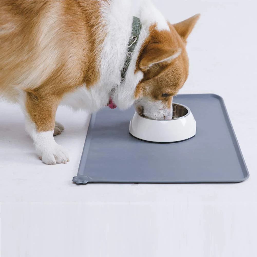 Silicone Waterproof Dog Cat Pet Food Mats Tray -FDA Grade Dog Pet Cat Feeding Mat-Pink