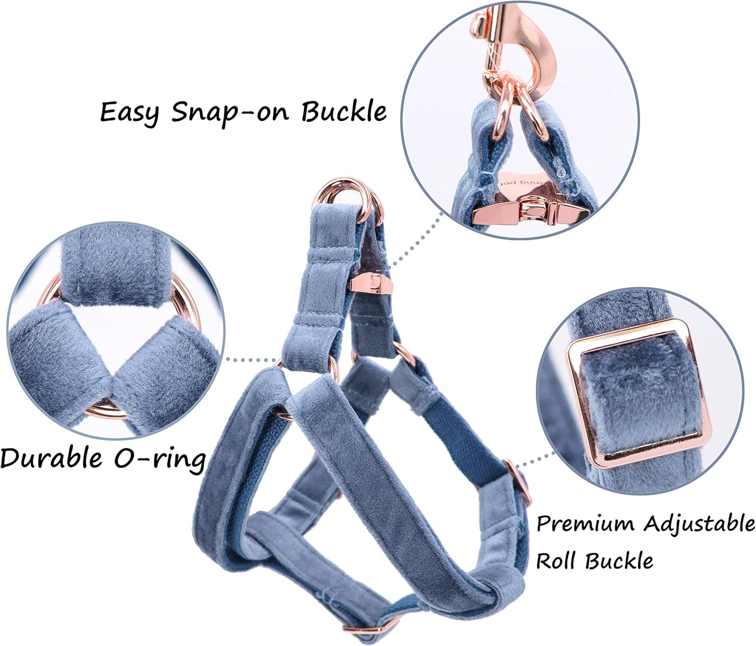 Dog Halter Harness, Velvet Dog Harness, No Pull Dog Halter Harness, Adjustable Heavy Duty Dog Harness for Small Medium Large Dogs