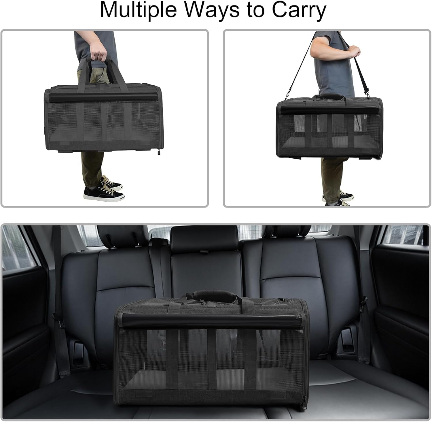 Cat Carrier for 2 Cats,Large Double-Compartment Pet Carrier for 2 Pets,Multiple Cat Carrier for up to 35 Lbs,Super Ventilated Design,Ideal for Traveling/Hiking/Camping