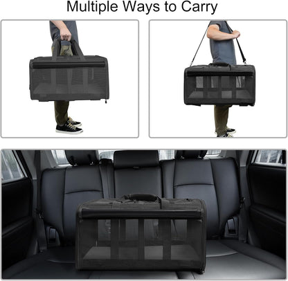 Cat Carrier for 2 Cats,Large Double-Compartment Pet Carrier for 2 Pets,Multiple Cat Carrier for up to 35 Lbs,Super Ventilated Design,Ideal for Traveling/Hiking/Camping