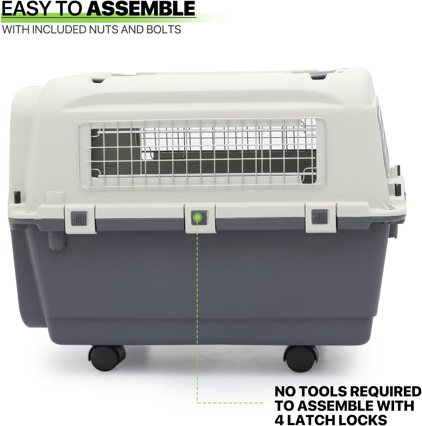 Dog Carriers with Wheels for Longer Travels, 25.5 Inch Hard-Sided Dog Carrier for Small Dogs and Cats Breeds with an Adult Weight of 22 Lbs, Ventilation and Light Weight Design (White+Grey)