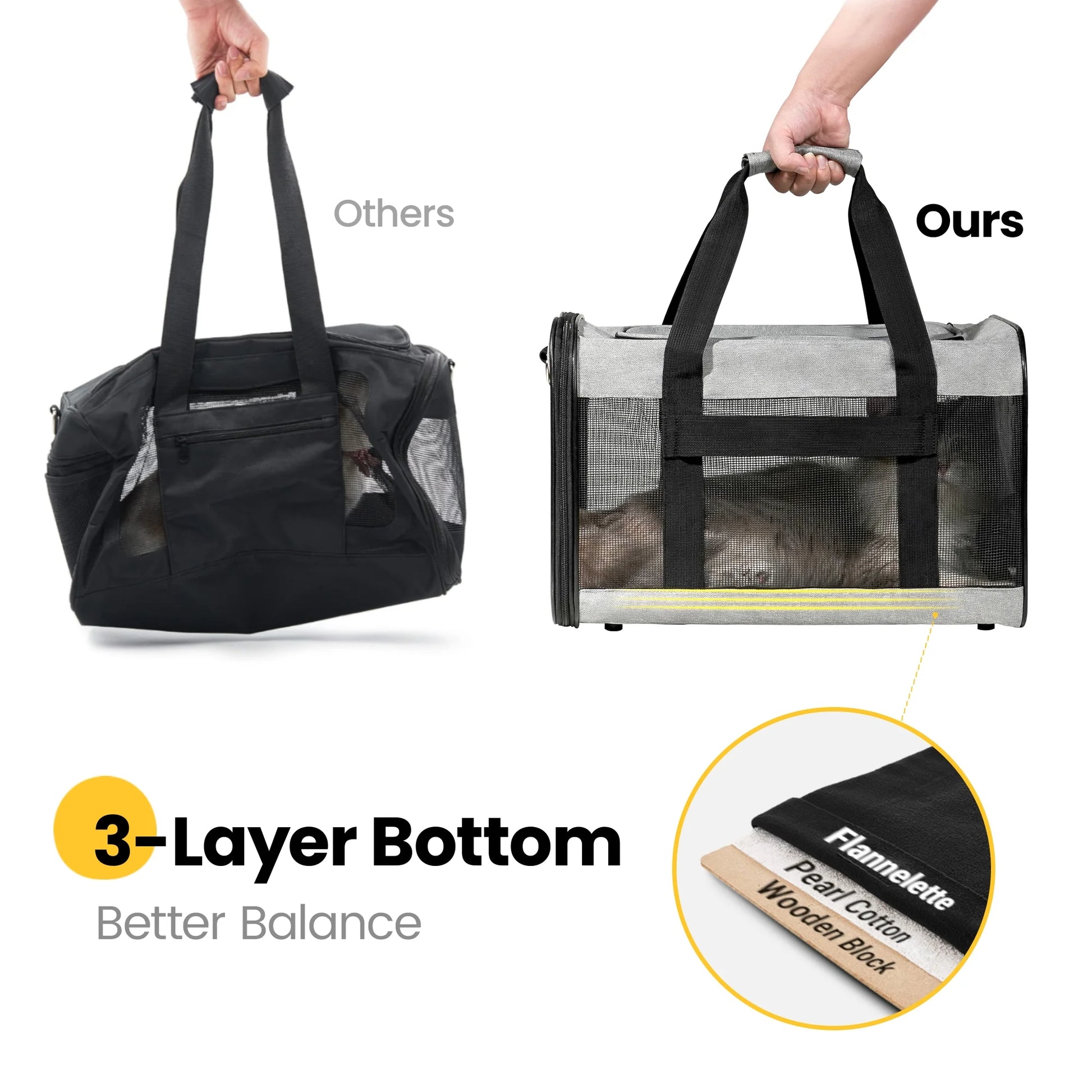 Large Cat Carrier,Foldable Pet Carrier with Soft-Sided and Safety Leash,Comfort Travel Carrier for Large Dogs Cats,Gray