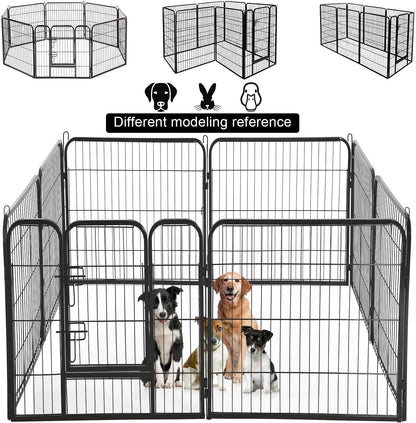 Dog Playpen Pet Dog Fence 40"Height 8 Panels Metal Dog Pen