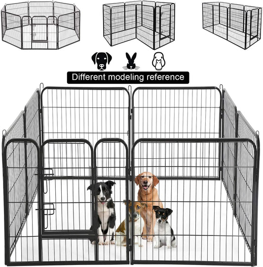 Dog Playpen Pet Dog Fence 40"Height 8 Panels Metal Dog Pen