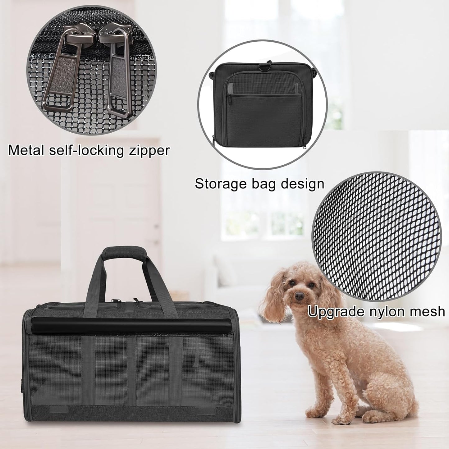 Cat Carrier for 2 Cats,Large Double-Compartment Pet Carrier for 2 Pets,Multiple Cat Carrier for up to 35 Lbs,Super Ventilated Design,Ideal for Traveling/Hiking/Camping