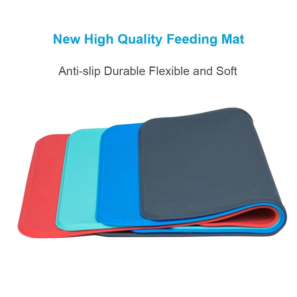 Silicone Waterproof Dog Cat Pet Food Mats Tray -FDA Grade Dog Pet Cat Feeding Mat-Pink