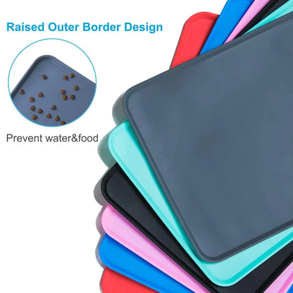 Silicone Waterproof Dog Cat Pet Food Mats Tray -FDA Grade Dog Pet Cat Feeding Mat-Pink