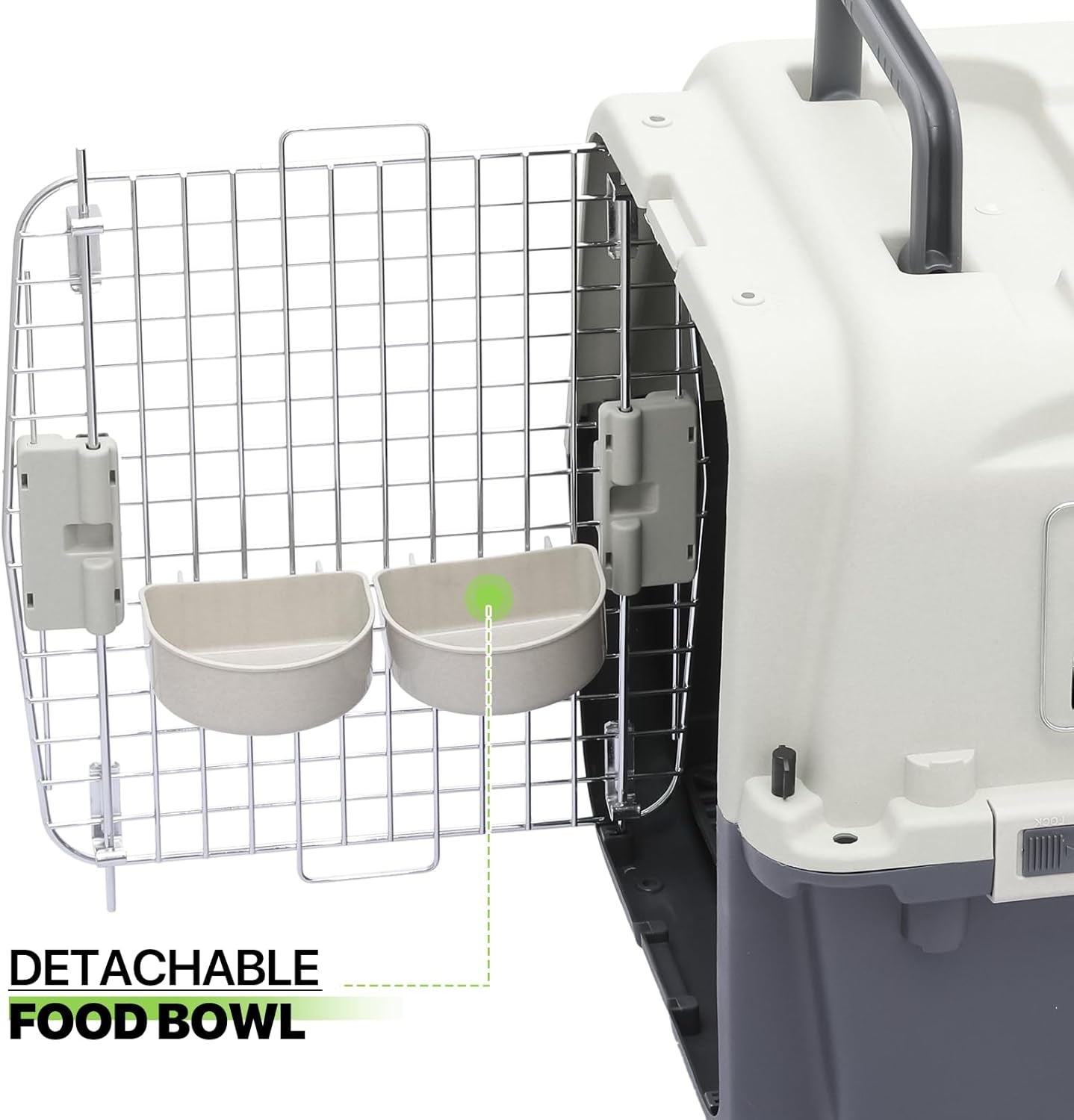 Dog Carriers with Wheels for Longer Travels, 25.5 Inch Hard-Sided Dog Carrier for Small Dogs and Cats Breeds with an Adult Weight of 22 Lbs, Ventilation and Light Weight Design (White+Grey)