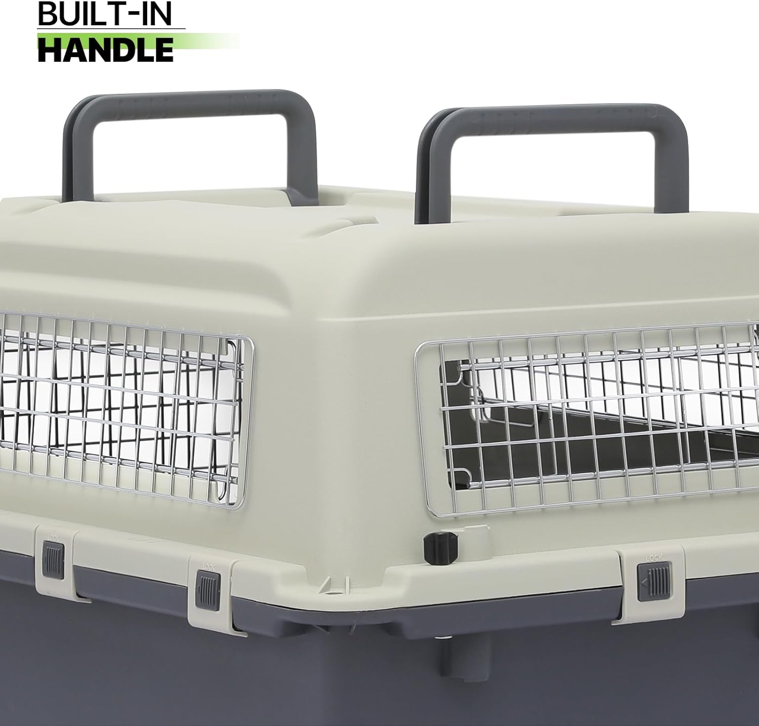 Dog Carriers with Wheels for Longer Travels, 25.5 Inch Hard-Sided Dog Carrier for Small Dogs and Cats Breeds with an Adult Weight of 22 Lbs, Ventilation and Light Weight Design (White+Grey)