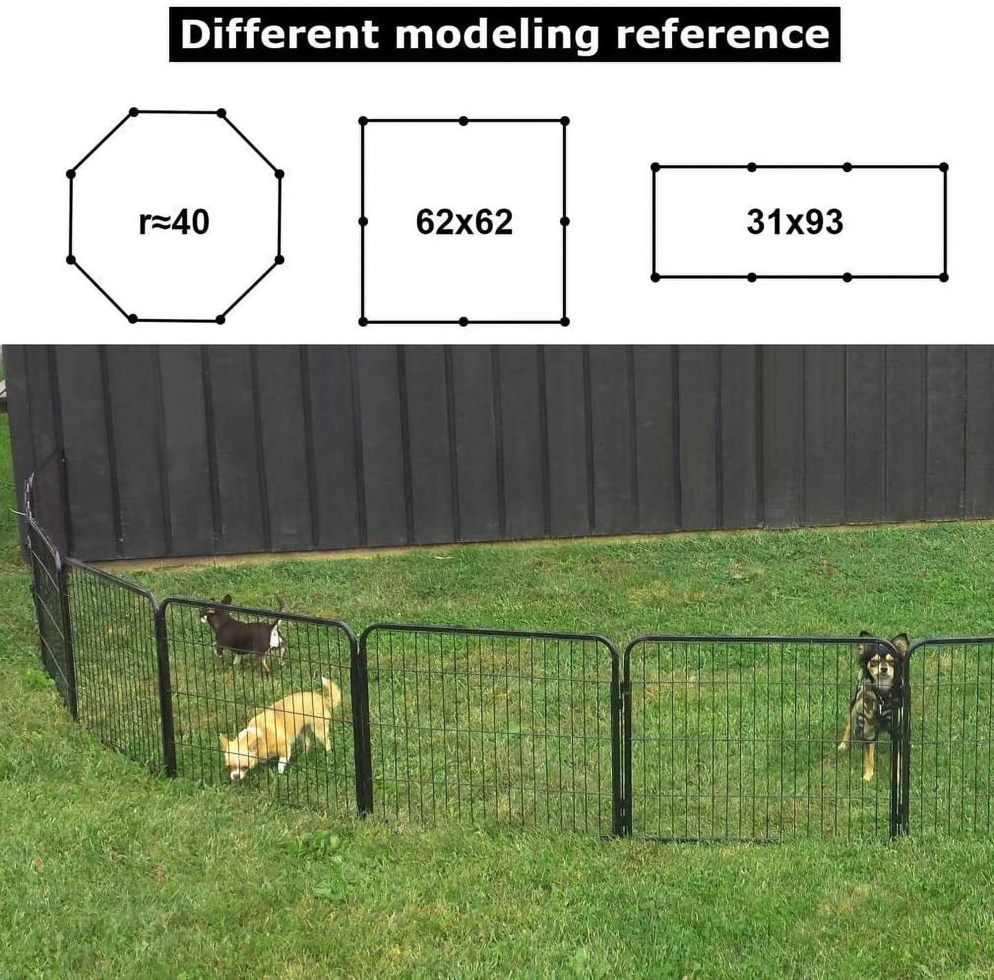 Dog Playpen Pet Dog Fence 40"Height 8 Panels Metal Dog Pen