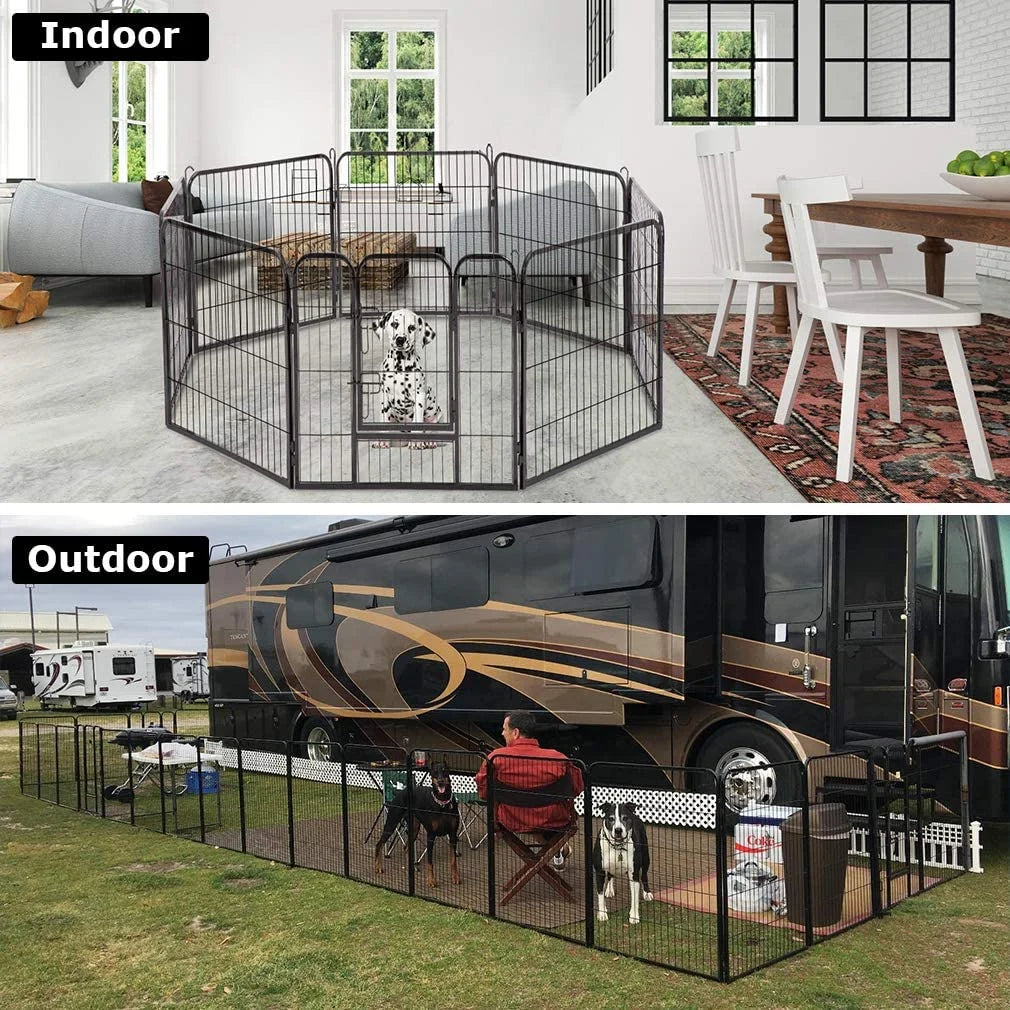 Dog Playpen Pet Dog Fence 40"Height 8 Panels Metal Dog Pen