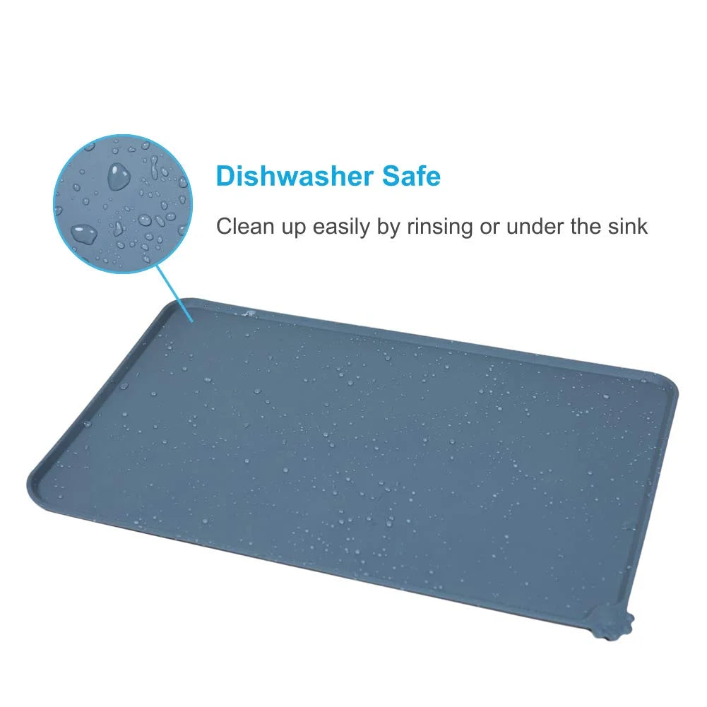 Silicone Waterproof Dog Cat Pet Food Mats Tray -FDA Grade Dog Pet Cat Feeding Mat-Pink