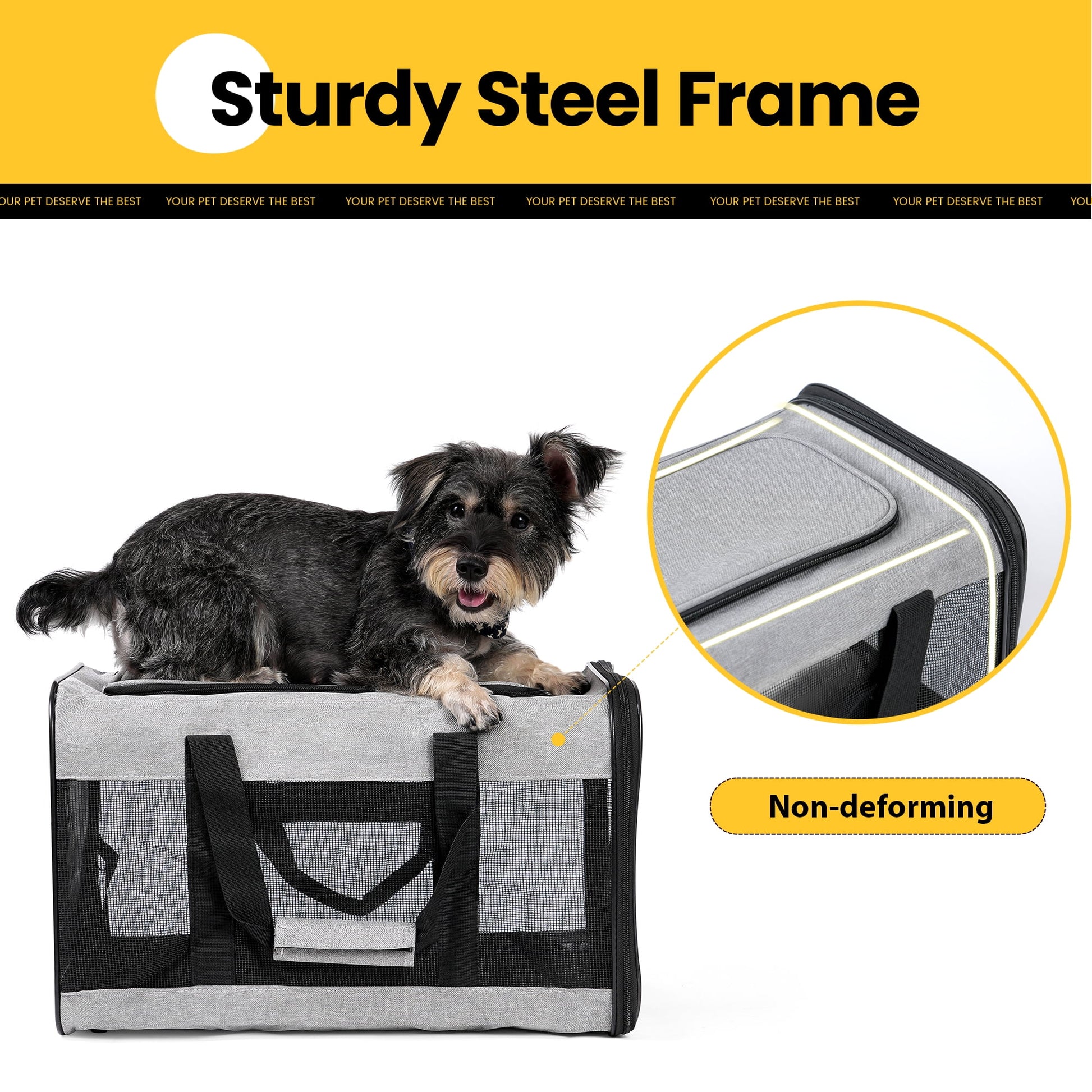 Large Cat Carrier,Foldable Pet Carrier with Soft-Sided and Safety Leash,Comfort Travel Carrier for Large Dogs Cats,Gray