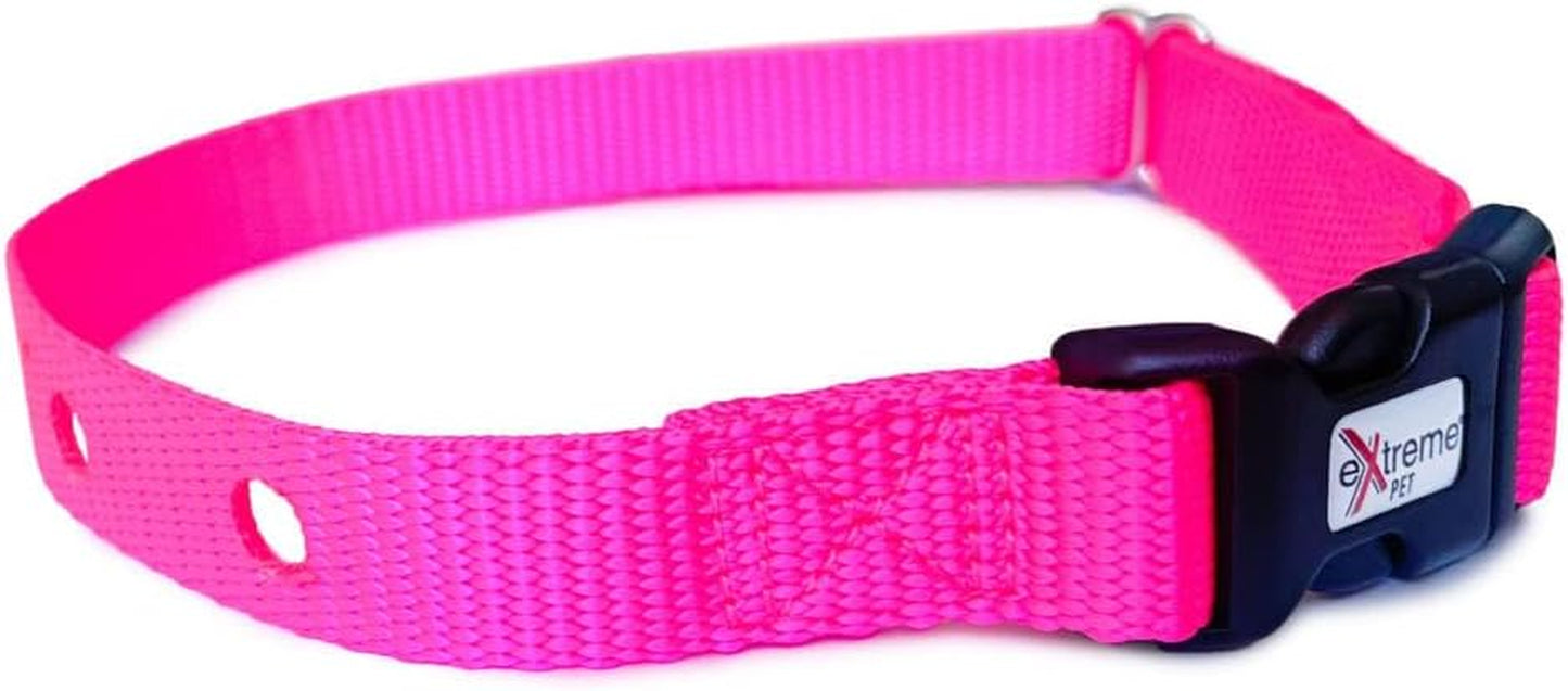 Heavy Duty Nylon Replacement Dog Collar Strap - Compatible with Most Brands/Models of Underground Electric Dog Fences and Training Receivers- Hot Pink