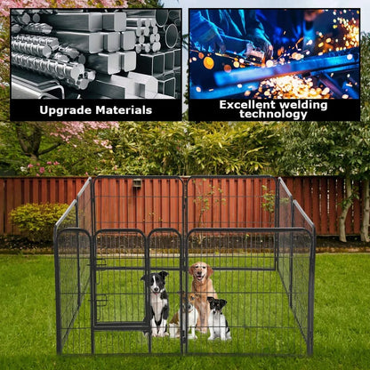 Dog Playpen Pet Dog Fence 40"Height 8 Panels Metal Dog Pen