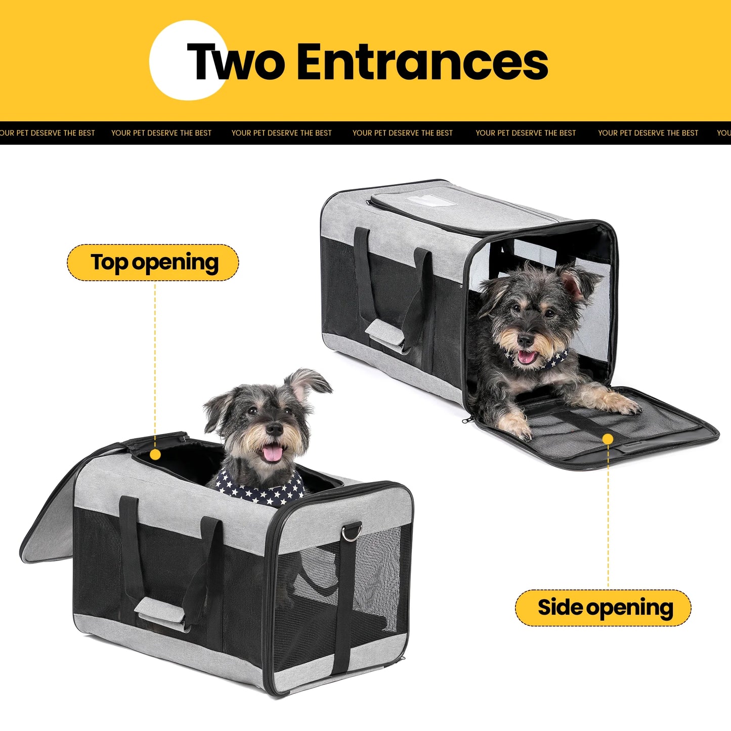 Large Cat Carrier,Foldable Pet Carrier with Soft-Sided and Safety Leash,Comfort Travel Carrier for Large Dogs Cats,Gray