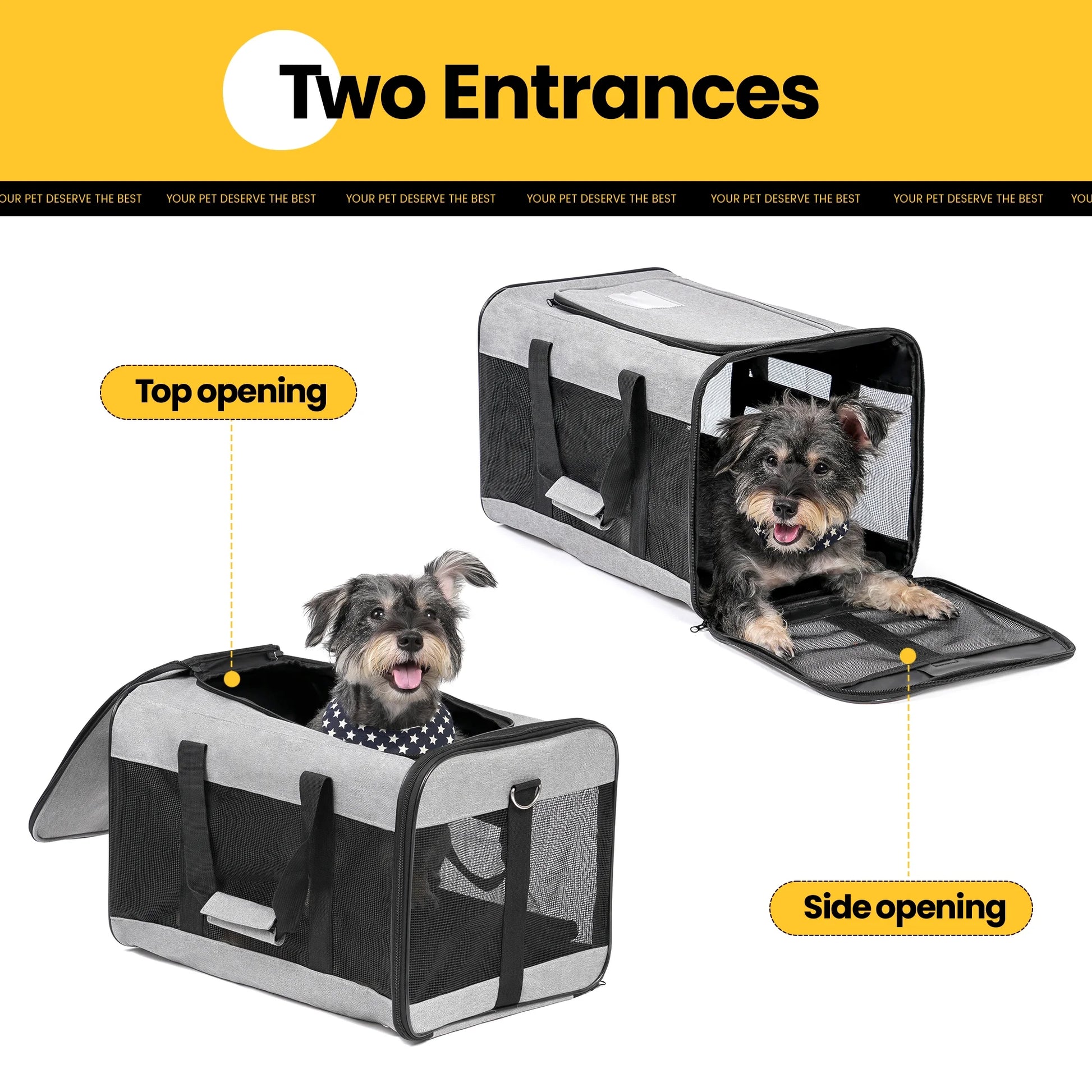 Large Cat Carrier,Foldable Pet Carrier with Soft-Sided and Safety Leash,Comfort Travel Carrier for Large Dogs Cats,Gray